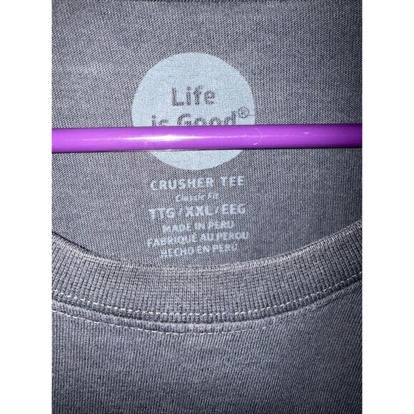 Life Is Good Crusher Tee Mens 2XL Gray Spell Out Sports Hockey Long Sleeve - Picture 4 of 6
